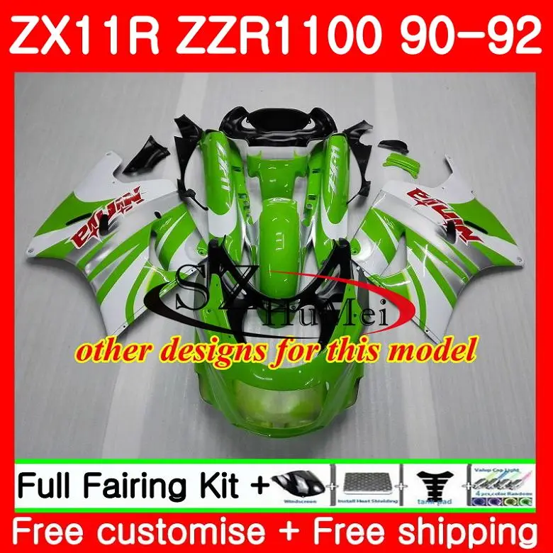 Корпус для KAWASAKI NINJA ZZR1100 зеленый черный ZX 11R ZX-11R ZZR 1100 5SH6 ZX11 ZX11R 90 91 92 1990 1991 1992