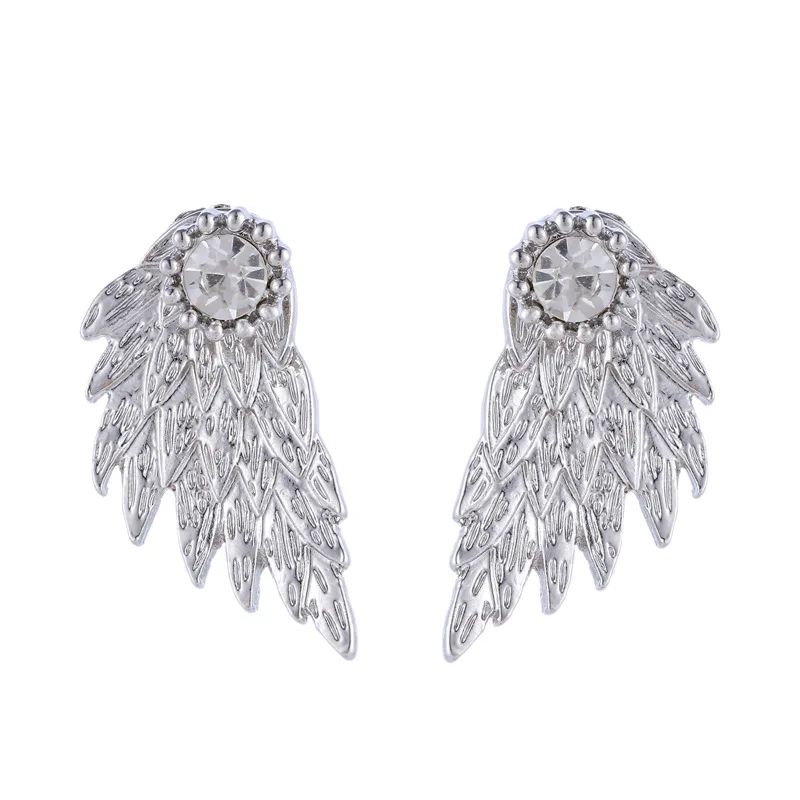 Женские винтажные серьги гвоздики в стиле панк с крыльями ангела из сплава и