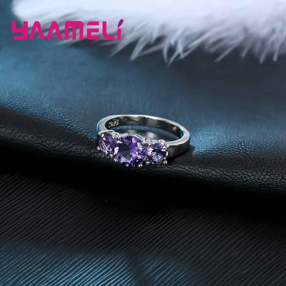

Best Selling Stylish New Girls Daily Decoration 925 Sterling Silver Wedding Party Women Finger Rings With Purple Zircons