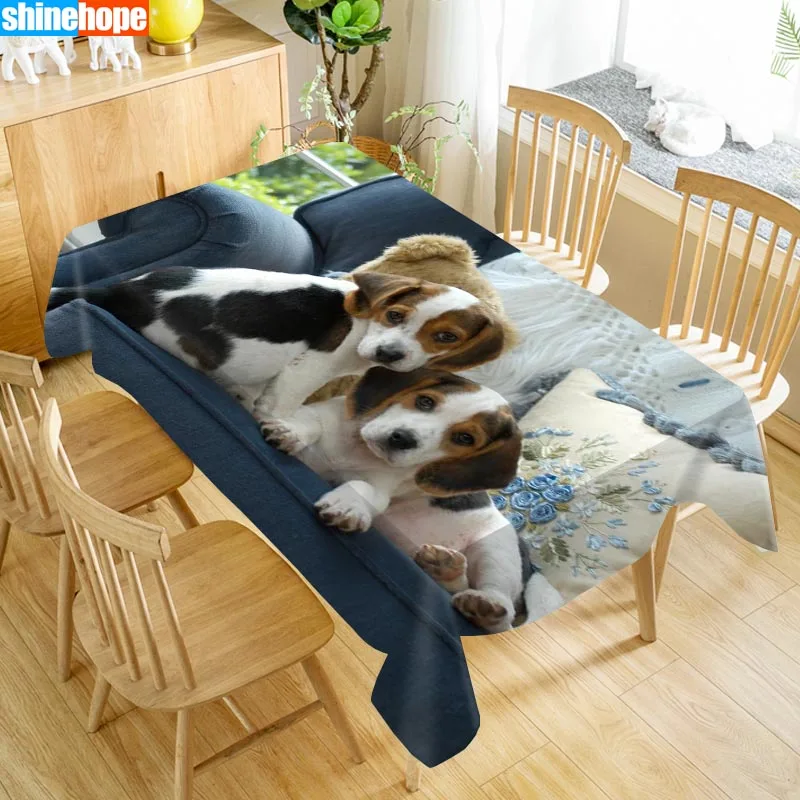 Заказной Рождественский Beagle собака Скатерть «Оксфорд» с принтом прямоугольная Водонепроницаемая маслостойкая Скатерть с изображением животных Свадебная скатерть - Цвет: tablecloths 25