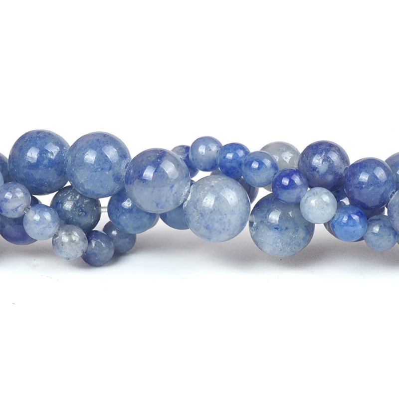 Бисер из натурального камня синий камень авантюрин круглые свободные шарики