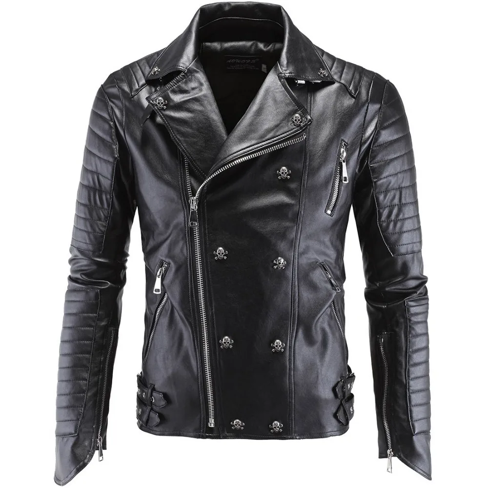 

Men Winter Leather Jackets Korean Stylish Slim Fit Leather Coats Hip hop Vintage punk Tops jaqueta de couro masculino 072803
