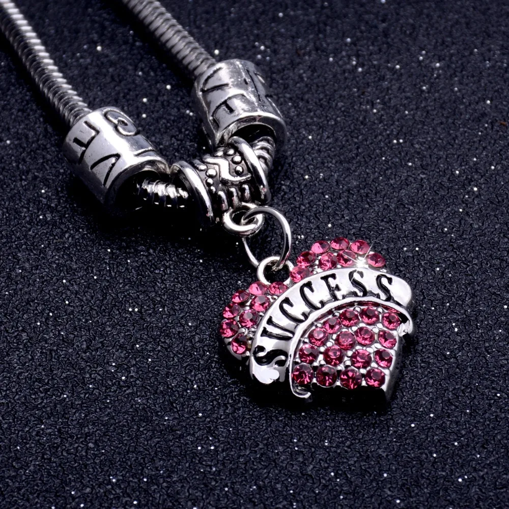 12 шт./лот успех розовый очаровательный кристалл в виде сердца браслет для женщин