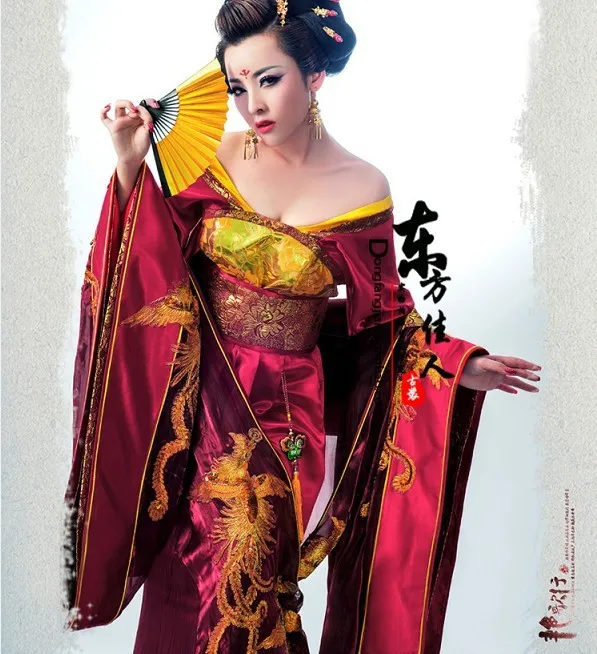 Yangexing Древняя китайская Династия Тан роскошный Hanfu с длинным хвостом аппликация