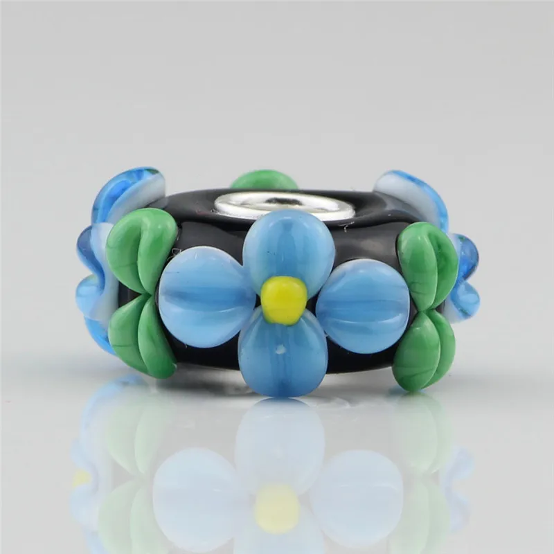 Бусина-Шарм из серебра 925 пробы с большим отверстием муранское стекло ручной