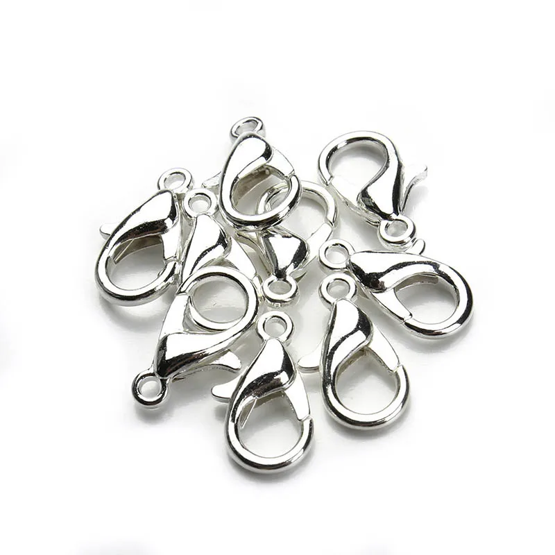 Silver 50 шт. 10/12/14/16 мм Серебряный, Золотой, родиевый застежками для изготовления ювелирных изделий Цепочки и ожерелья застежка Разъем Браслет "сделай сам" конец Крючки - Цвет: Silver