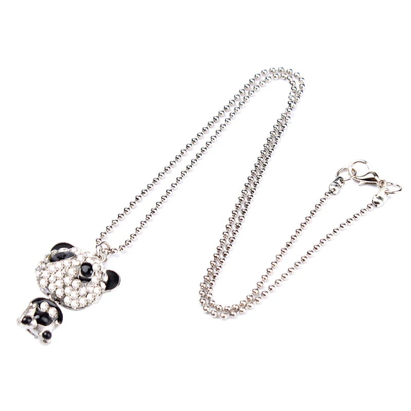 Очаровательная Эмаль горный хрусталь панда кулон ожерелье женщин Кристалл