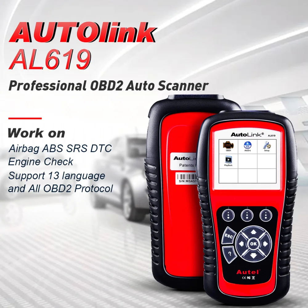 Autel Autolink AL619 OBD2 сканер автомобильный диагностический инструмент считыватель