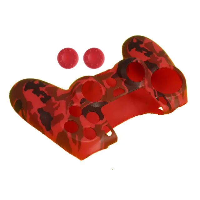 Camo Red PS4 PS4 SLIM PRO Камуфляжный Противоскользящий силиконовый чехол с 2 колпачками для джойстика для Playstation 4 Dualshock 4 - Цвет: Camo Red