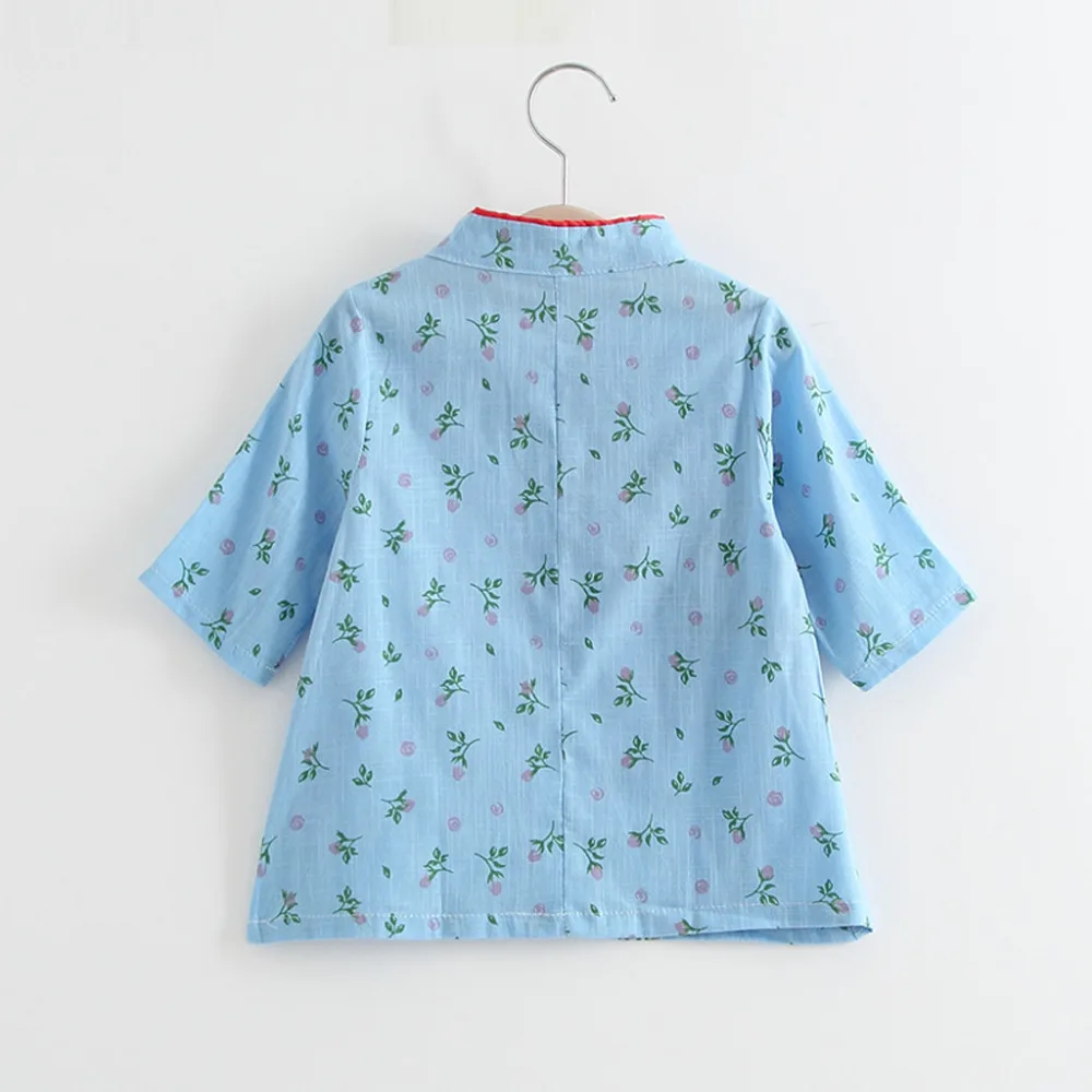 Топы Чонсам с цветочным принтом для маленьких девочек повседневная одежда Рождественская Одежда