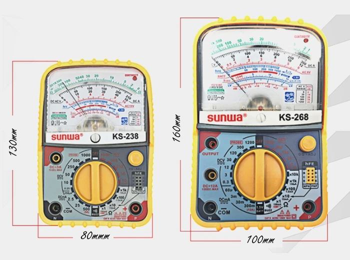 Аналоговый мультиметр SUNWA KS-268L, дизайн, ручной мультиметр. ACA/12A, ACV/DCV: MAX1200V