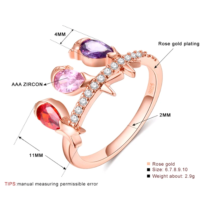 Женское кольцо с фианит огранки маркиза готическое красным и синим кристаллом