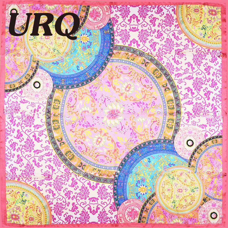 Брендовый дизайнерский зимний шелковый шарф со звездами квадратный атласный