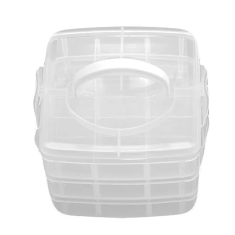 3 Layers/Box 155x160x130mm Clear Rectangle Plastic Bead Containers with 48x71~51x72mm Total of 18 Compartments Holder Organizers|plastic bead