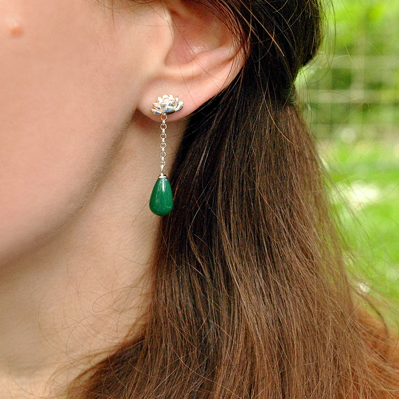 Женские серьги Лотос Lotus Fun изящные подвески ручного изготовления из настоящего