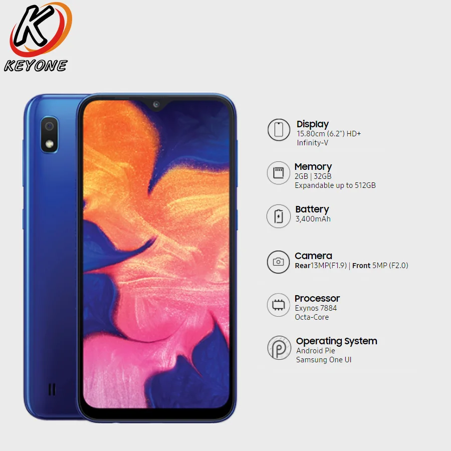 Новый Samsung Galaxy A10 A105G DS LTE мобильный телефон 6 2 дюйма Гб ОЗУ 32 ПЗУ Восьмиядерный Android