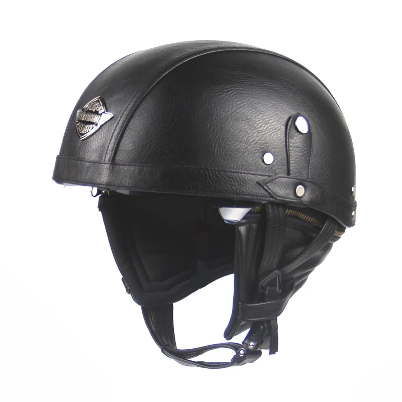 Adult Leather Helmets For Motorcycle Retro Half Cruise Helmet Prince Vintage Moto | Автомобили и мотоциклы