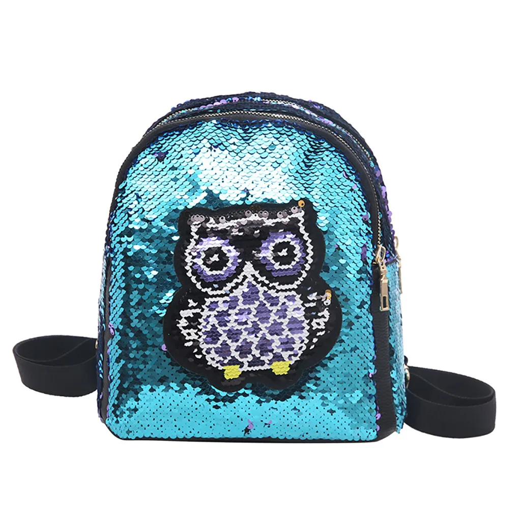 Женский рюкзак с блестками школьная сумка рисунком &quotСова&quot для девочек