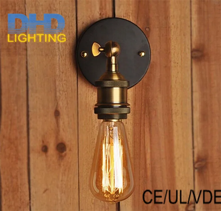 С держателем для кольца теней регулируемая винтажная бронзовая настенная лампа