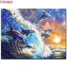 3d Алмазная живопись, дельфин, закат, мозаика, картины своими руками, искусственная волна, морской пейзаж, полная вышивка 5D, наборы для вышивки крестиком
