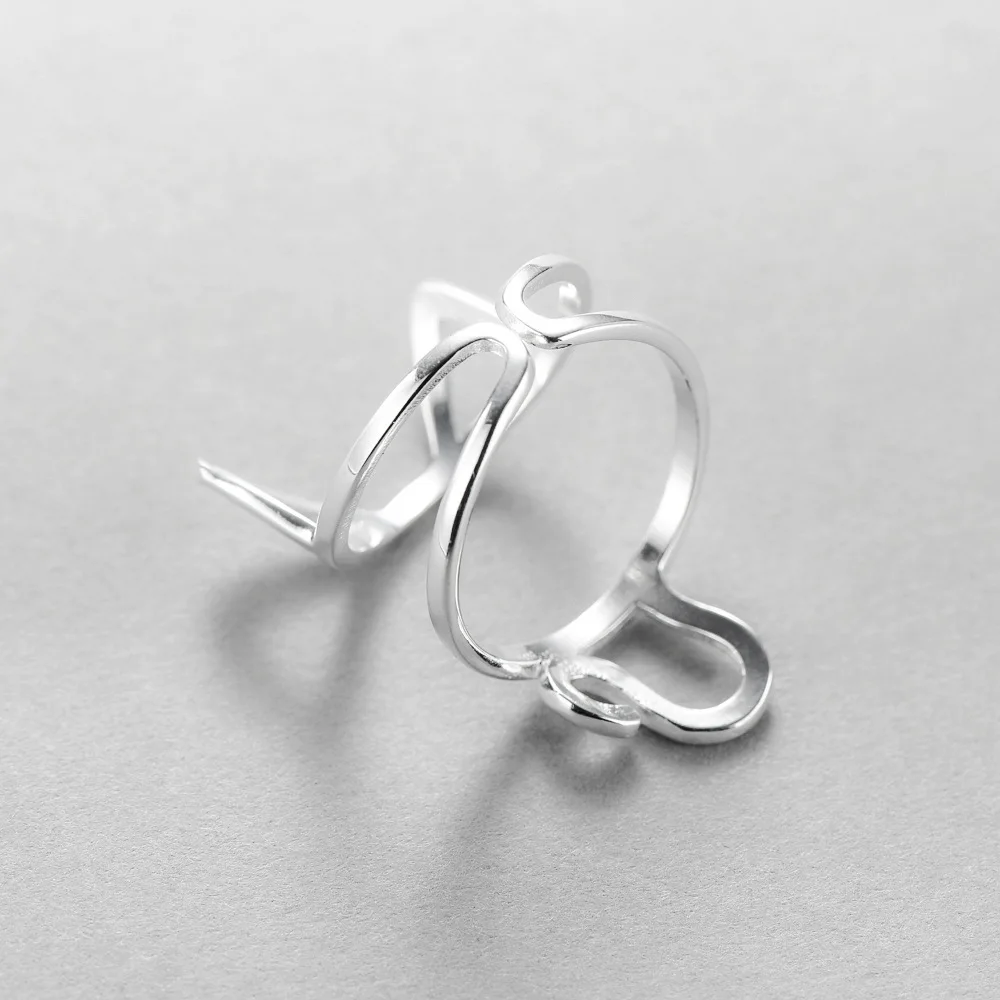 Женское многослойное кольцо в виде кошки и котенка из стерлингового серебра 925