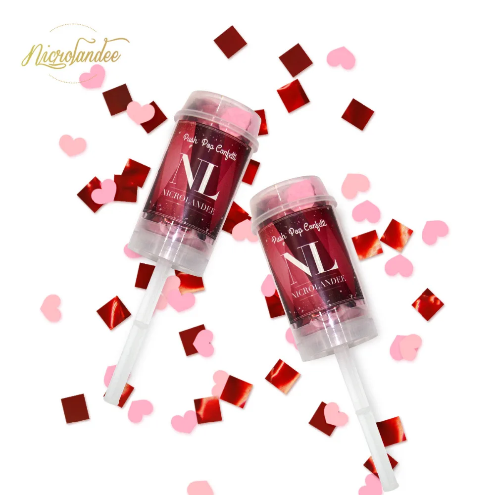 NICROLANDEE розовое сердце красный фольга посыпать Push Pop пускатели Конфетти Свадебные