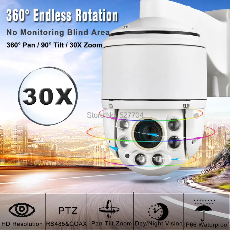 Security Outdoor High Speed Dome TVI 1080P PTZ Camera 2MP 36X Zoom Day Night IR 100M RS485 Control Pelco-d IP66 Waterproof | Безопасность