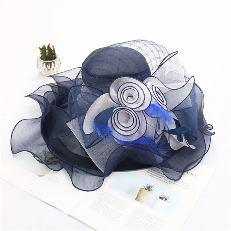 Mingli Tengda органзы Летний солнцезащитный щит шляпа элегантный, Свадебный, для невесты Шапки с цветком Свадебные аксессуары сомбреро boda