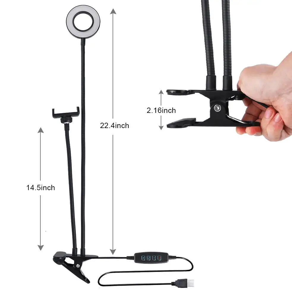 Светодиодный кольцевой светильник для селфи с держателем мобильного