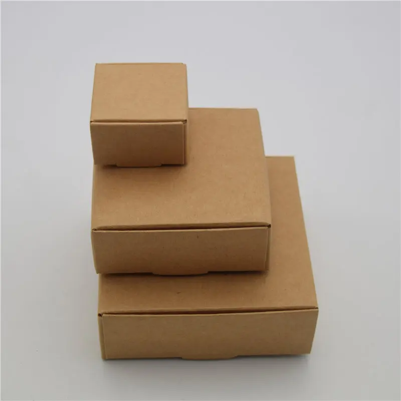 50 шт. коробка из крафт бумаги коричневого цвета без принта подарочная