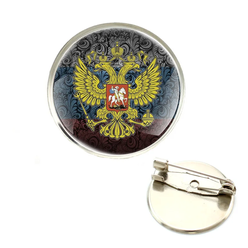 Классическая мода русская национальная эмблема двойной Орел Брошь с символом значок стекло кабошон купол для сумки одежда декоративные шпильки