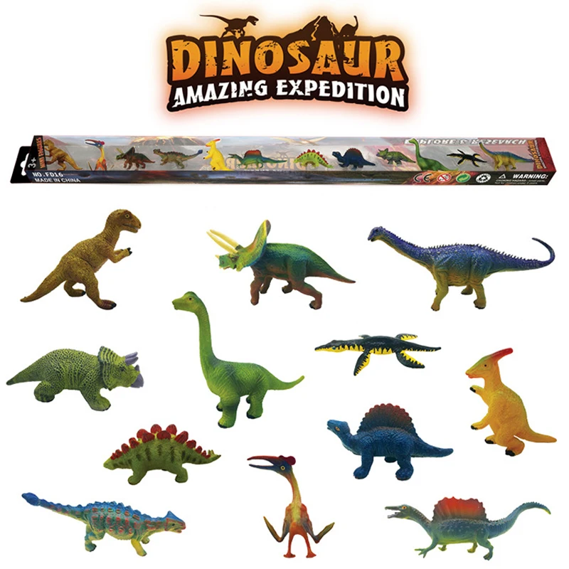 12pcs Mini Set Emulational Children Animal Toys Solid Plastic Material Dinosaur/wild Animal/marine animal Doll With Box|Игровые фигурки