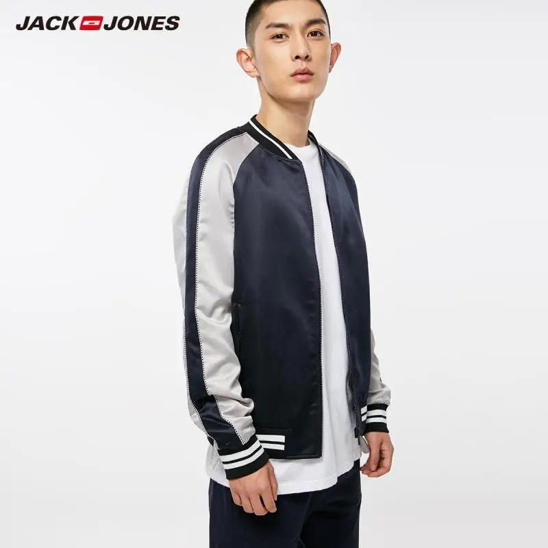 JackJones осень мужская трендовая куртка-бомбер Повседневная бейсбольная куртка с