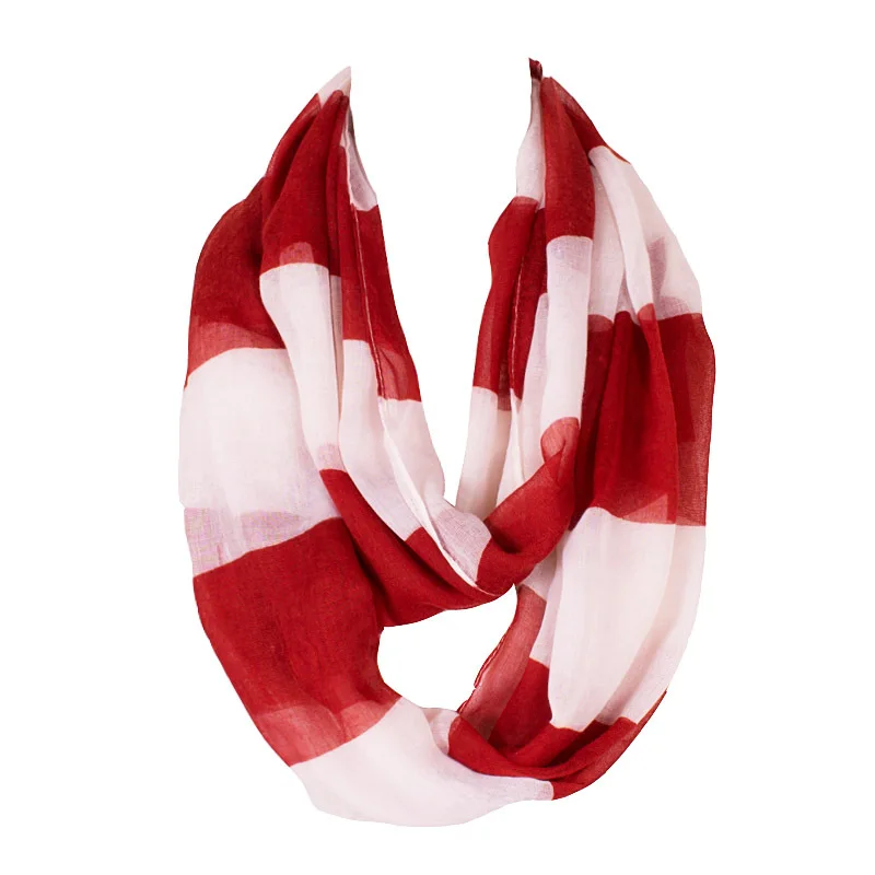 2018 Модный женский полосатый хиджаб шарф Бесконечность Петля воротник с принтом