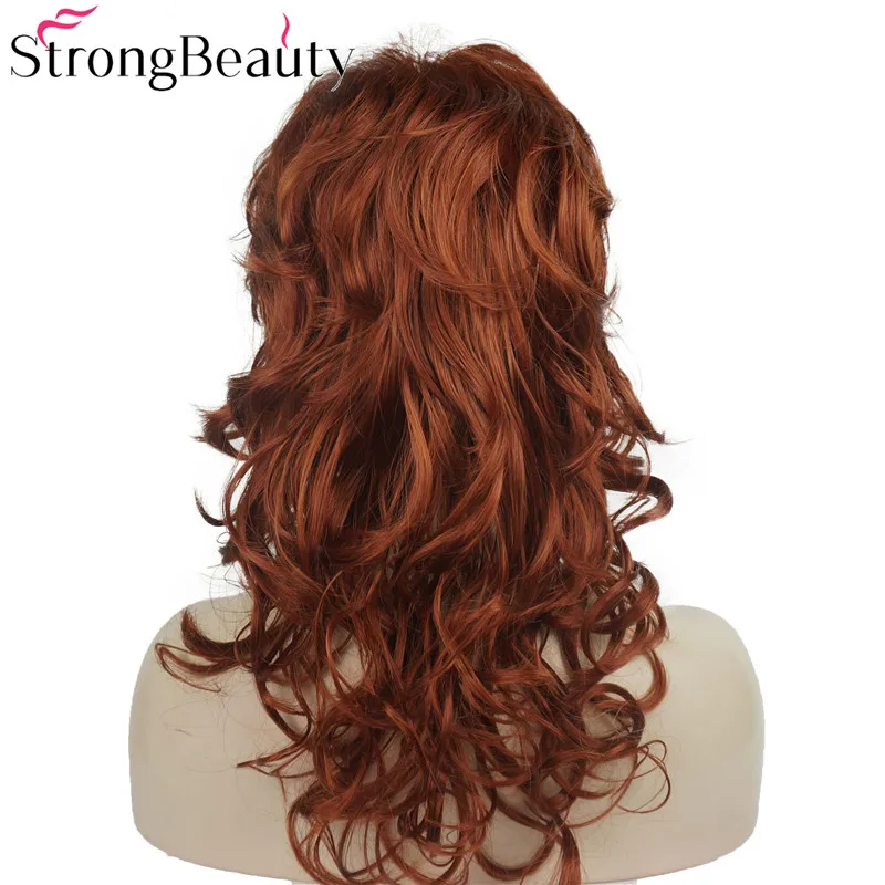 StrongBeauty длинные вьющиеся бордовые парики женские синтетические светлые волосы
