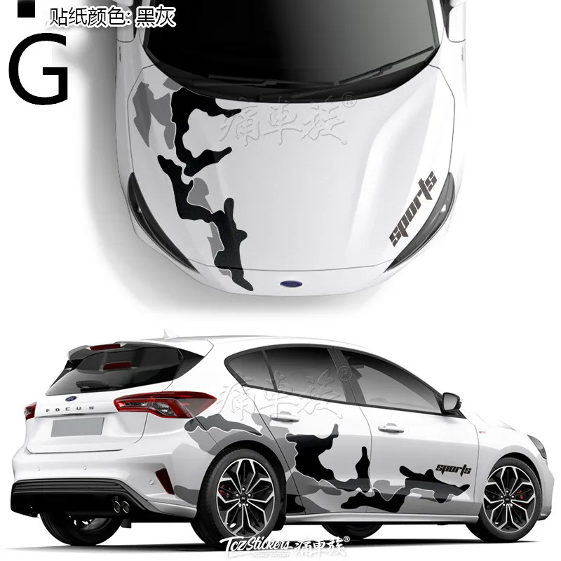 G Автомобильные наклейки для Ford Focus, цветные наклейки с цветами для тела, декоративные наклейки для фокуса, модифицированные персональные наклейки, пленка - Название цвета: G