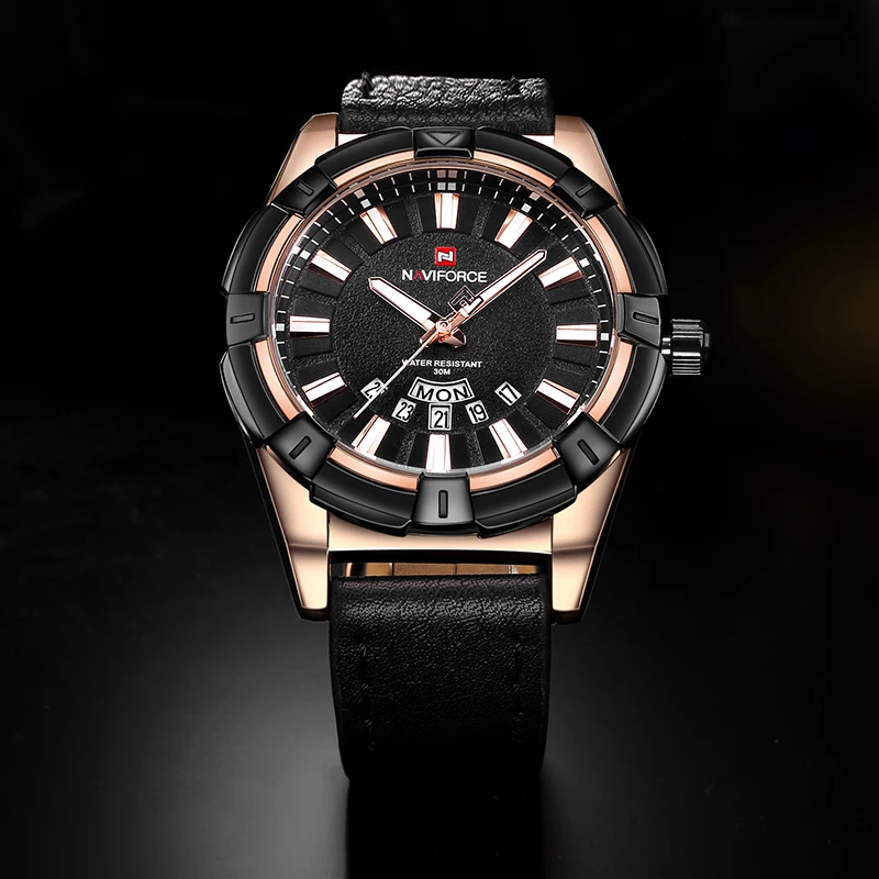 NAVIFORCE Brand Men Fashion Casual Sports Watches Men's Quartz Date Clock Man Waterproof Leather Wrist Watch Relogio Masculino | Наручные