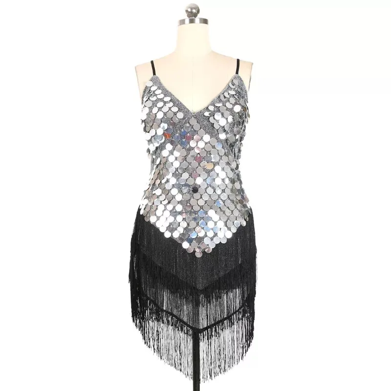 SexeMara/новое платье с v-образным вырезом и блестками украшенное кисточками