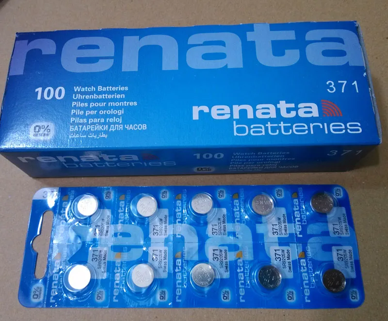 100Xrenata Silver Oxide Watch Battery 371 SR920SW 920 1.55V 100% original brand renata battery | Электроника