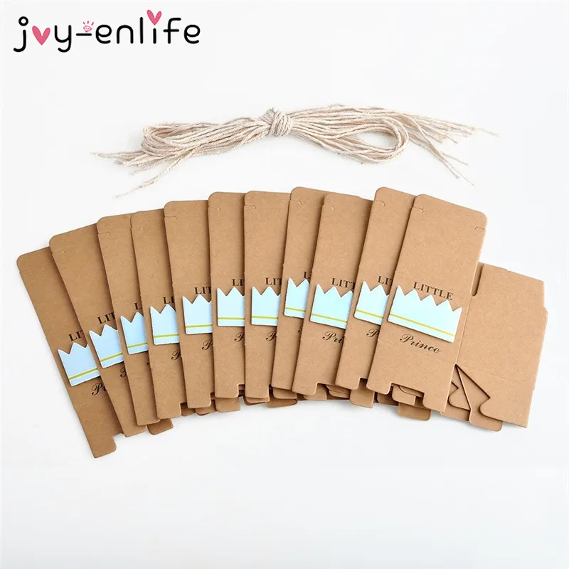 JOY-ENLIFE 20/40 шт. Baby Shower коробка конфет «Маленький принц», одежда/принцесса проект "Корона" крафт-бумаги Бумага Подарочная коробка День рождения Baby Shower поставки