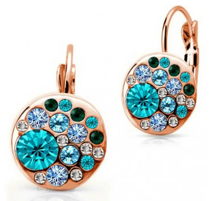 Круглые серьги OMH 5 пар цвета: розовый красный синий циркониевый 18 карат белые