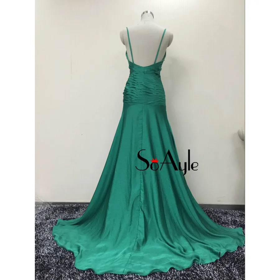 Женское шифоновое вечернее платье SoAyle ТРАПЕЦИЕВИДНОЕ зеленое шелковое на
