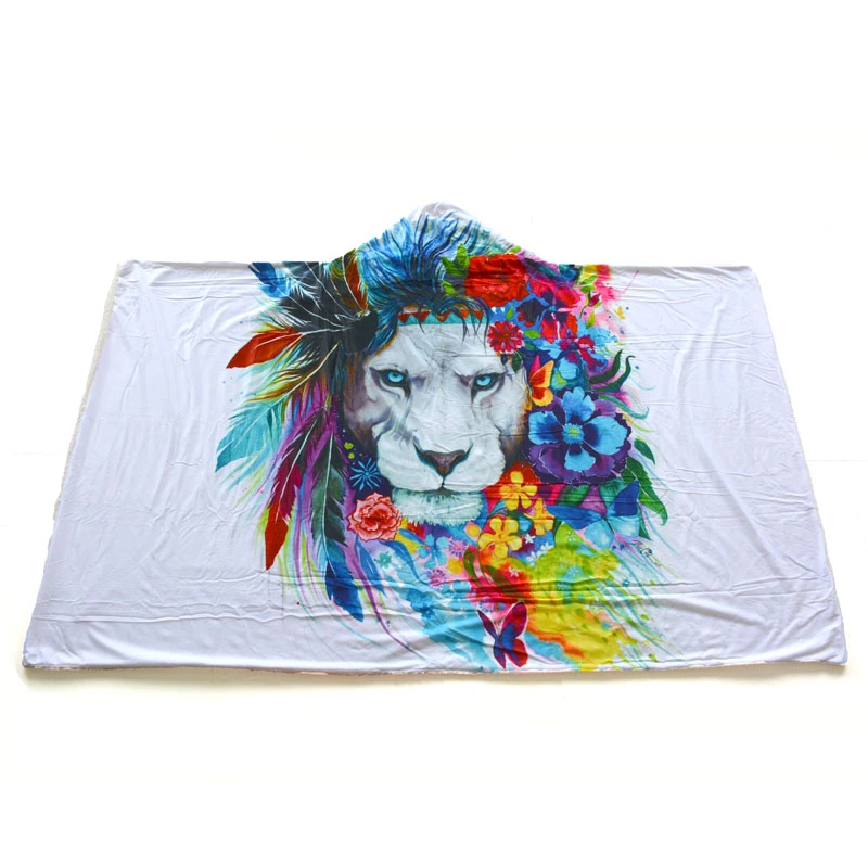 Casegrace яростное животное носимое мягкое одеяло с шапкой камуфляжное флисовое