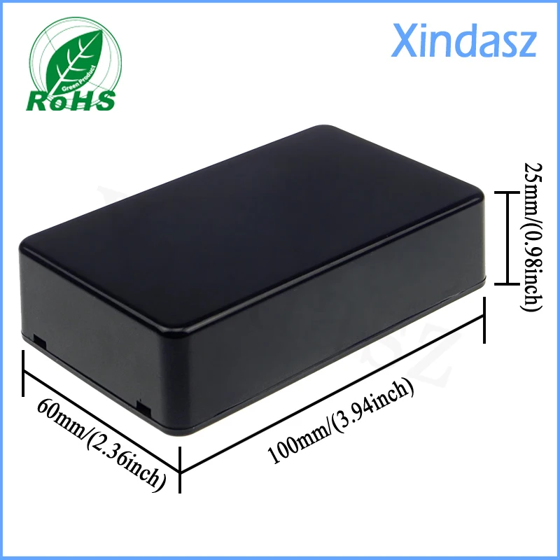 Черный маленький пластиковый распределительный ящик для электронных работ 100*60*25