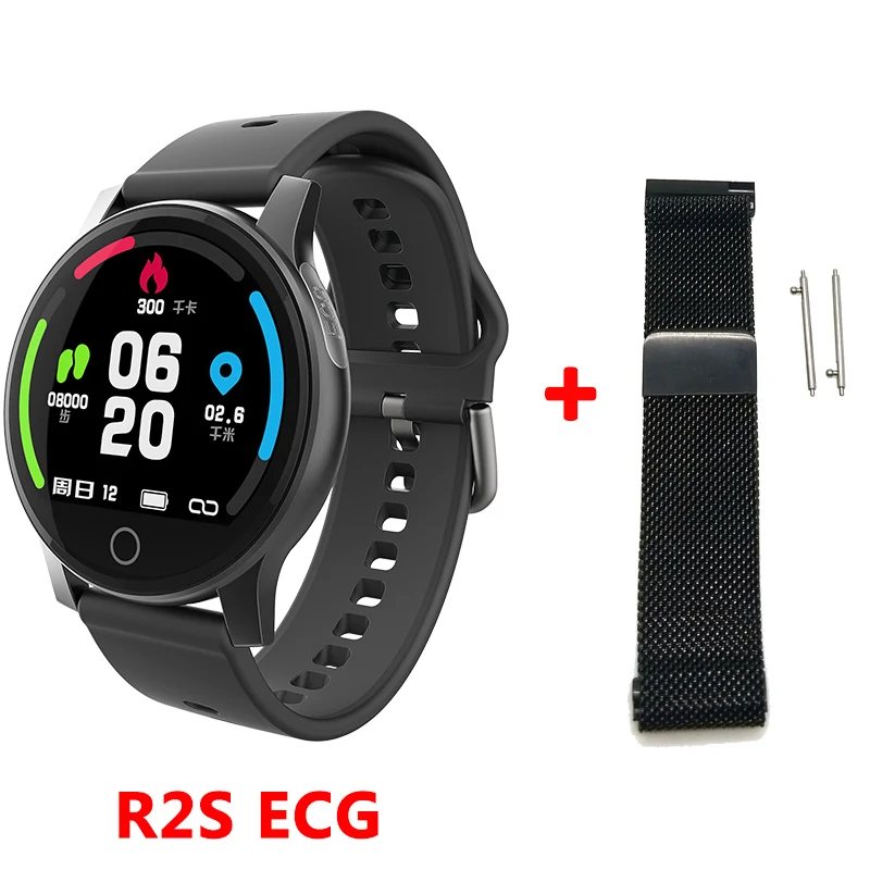 R2S ECG Умные часы с цветным экраном, умные часы ЭКГ+ PPG, пульсометр, измеритель артериального давления, фитнес-трекер, мульти спортивный режим, браслет - Цвет: R2S ECG