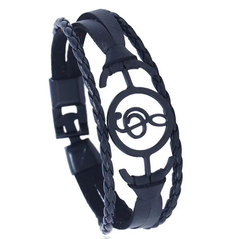Fashion Casual Vintage Charm Bangle Wrap Braided Woven Leather Music Note Cuff Buckle Bracelet Wristbands Handmade Jewelry | Украшения и