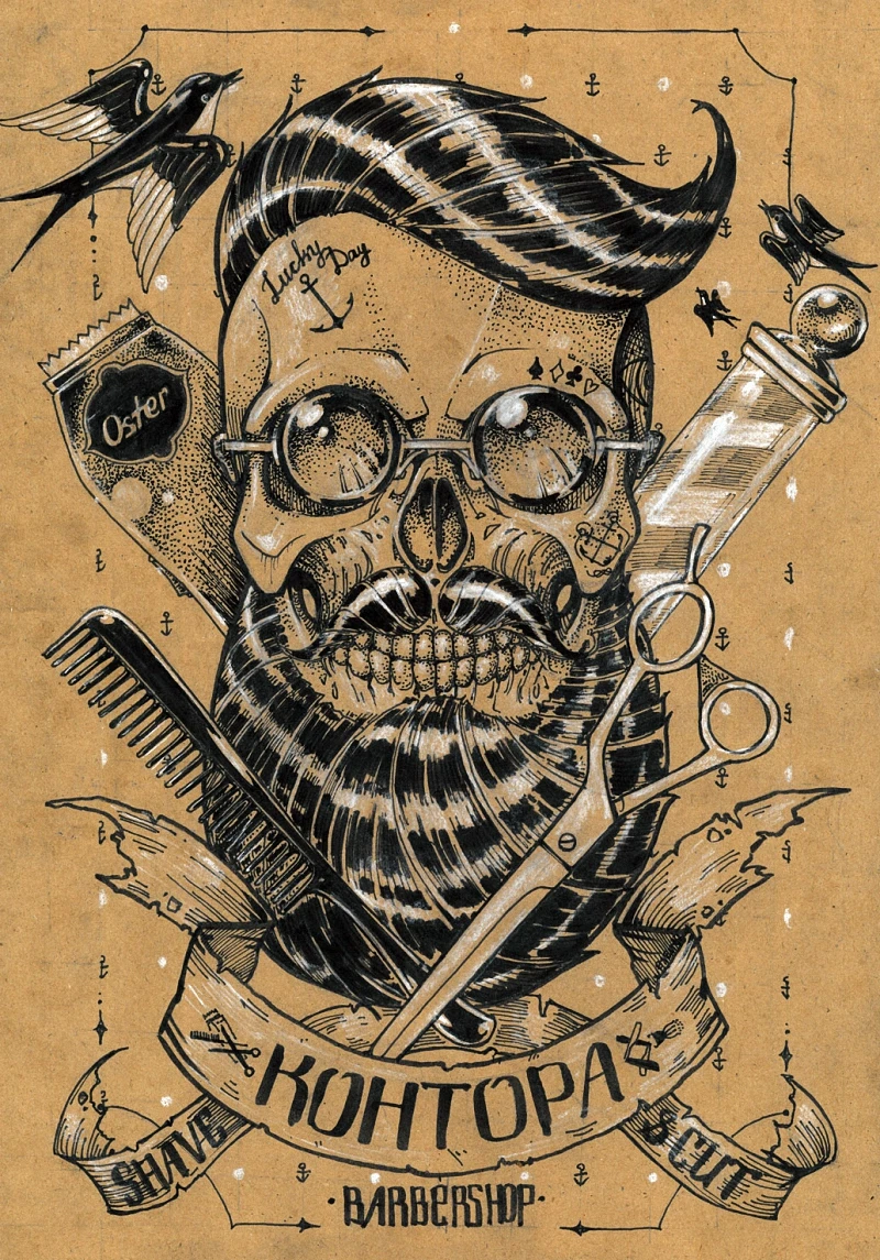 Винтажные постеры с рисунком для парикмахеров крафт-бумага картина интерьера