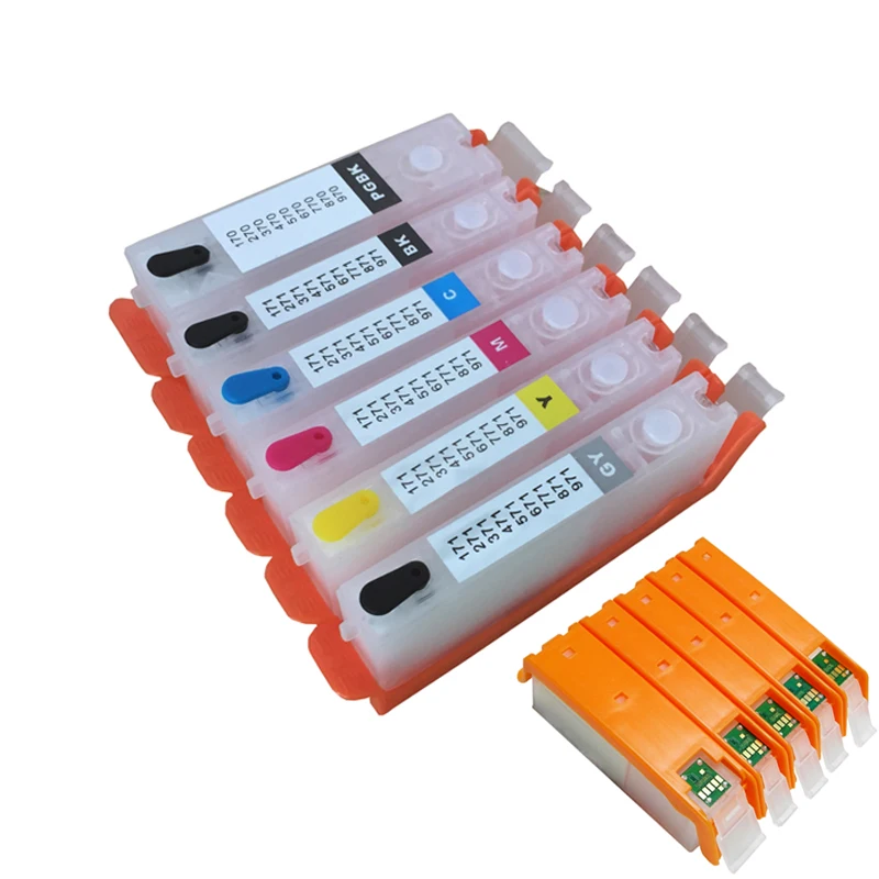 Многоразовый картридж 5/6 цветов совместимый с принтером CANON PIXMA MG5795 / MG5790 чипами 370