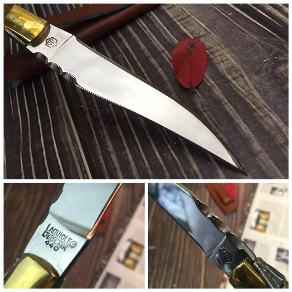 

58HRC Portable Tactical Survival camping knife 440C Stainless Steel blade ebony handle hunting outdoor knife With leather Sheat