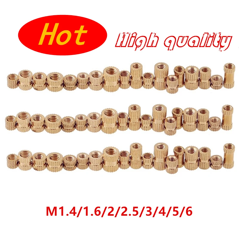

100pcs-20pcs M1.4 M2 M2.5 M3 M4 M5 M6 M8 Injection Molding Brass Knurled Thread Inserts Nuts Brass insert nut
